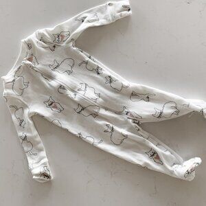 Zip up cat print footie sleeper